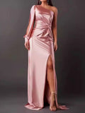 Damen Abendkleid mit asymmetrischem Ausschnitt und eleganter Faltenlegung R&B