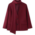 Damen Elegante Oversize-Jacke mit hohem Kragen und Taschen R&B