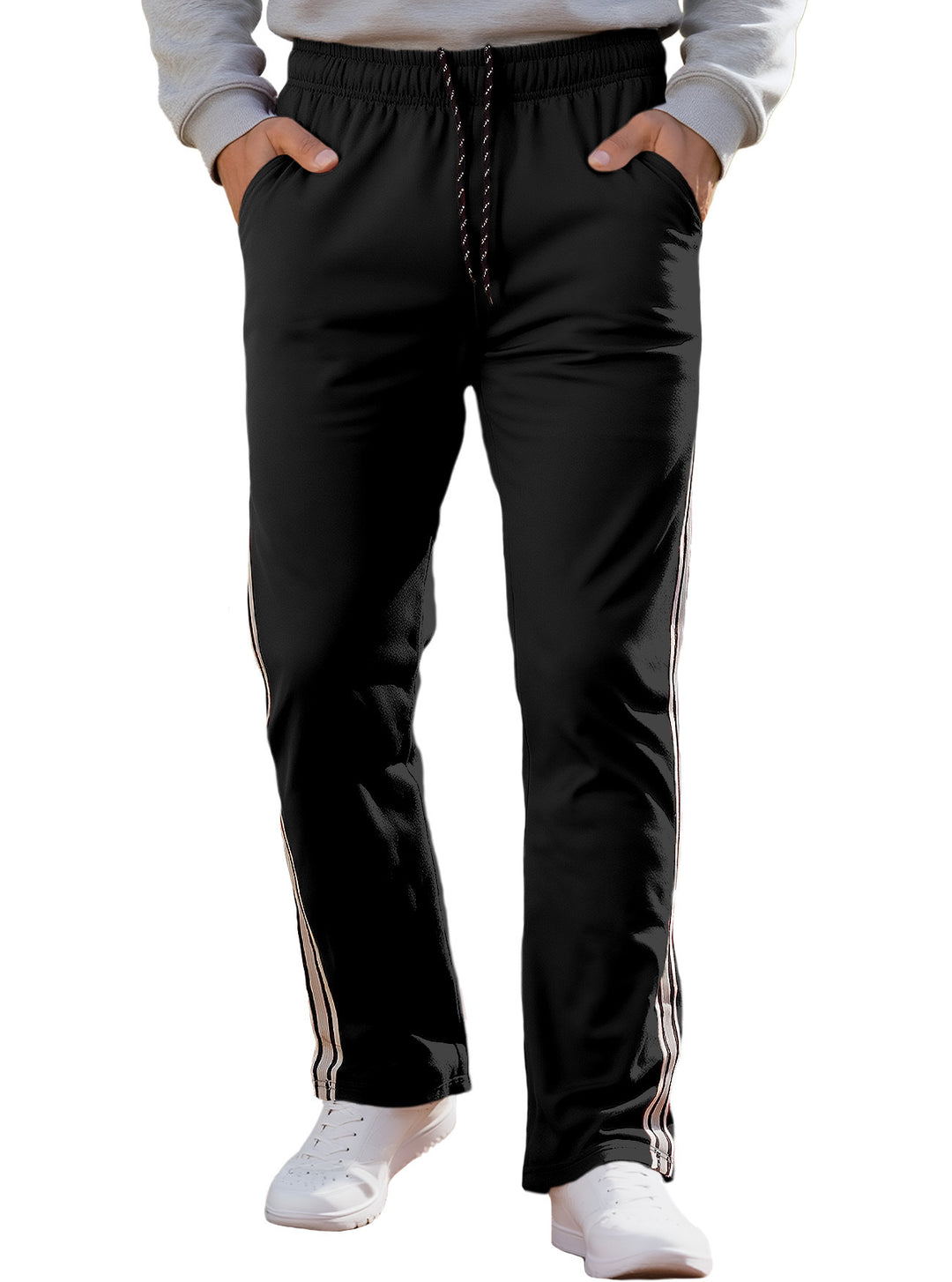 Herren nan Retro-Trackhose mit schmal zulaufendem Bein elastischem Bund Tunnelzug und seitlichen Streifen R&B