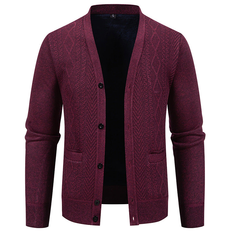 Herren Strickjacke mit strukturiertem Design und Knopfverschluss R&B