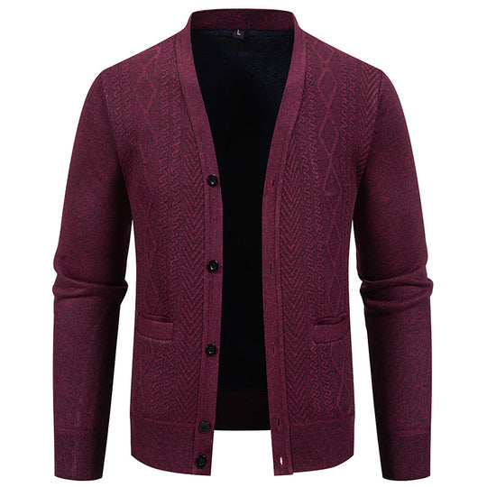Herren Strickjacke mit strukturiertem Design und Knopfverschluss R&B