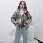 Damen Stilvolle kariert Steppjacke R&B