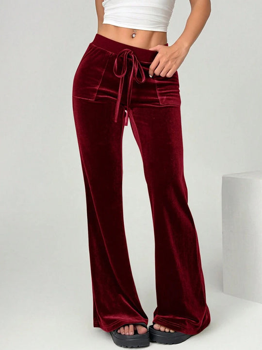 Damen Velours Freizeithose mit elastischem Bund und Taschen R&B