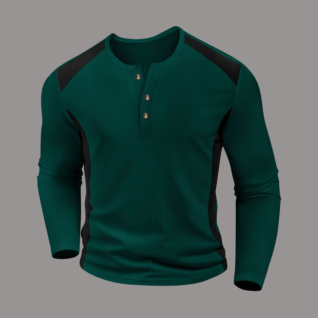 Herren Langarmhemd mit charismatischem Henley-Ausschnitt von R&B
