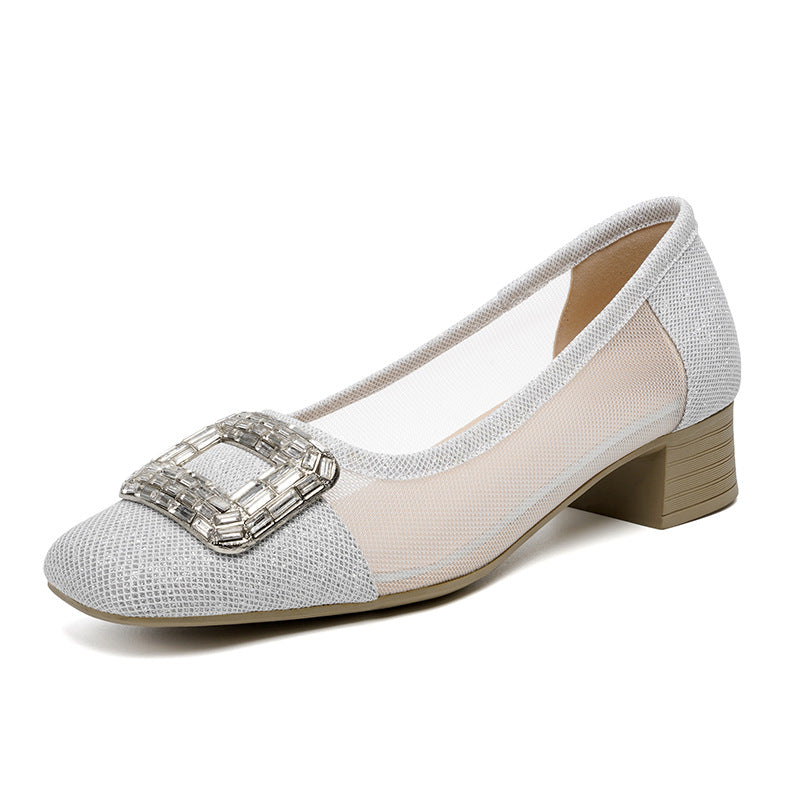 Damen Elegante Ballerinas mit modischem Schmuckdetail und komfortablem Blockabsatz R&B