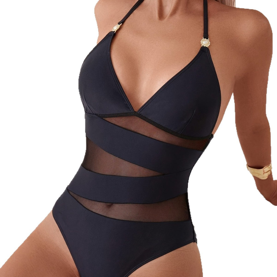 Damen Einteiliger Badeanzug mit transparenten Einsätzen R&B