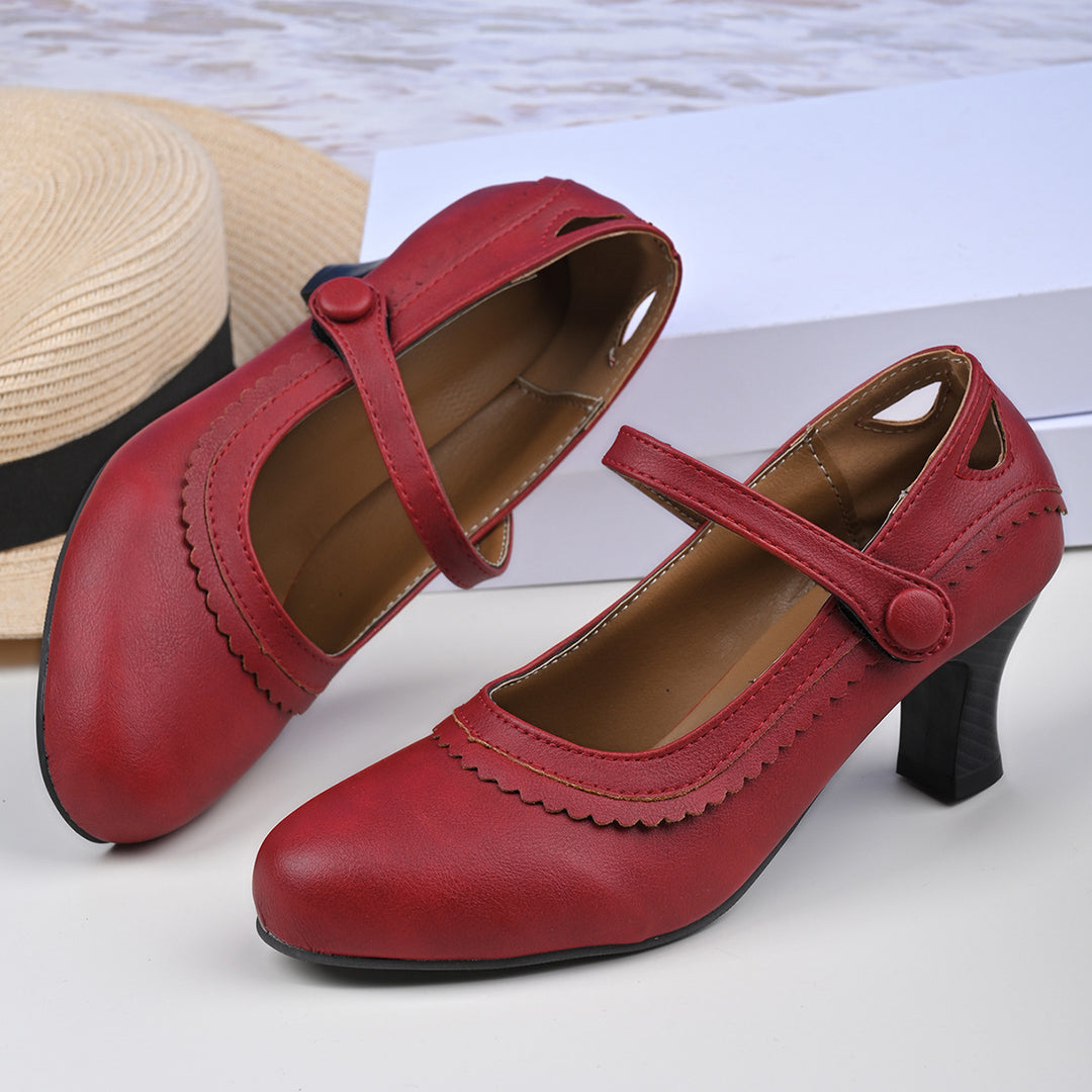 Damen Absatzschuhe mit verstellbarem Riemen und eleganter Schnalle R&B