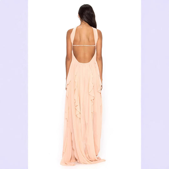 Damen Elegantes Maxi-Kleid mit asymmetrischem Saum und zarten Rüschendetails R&B