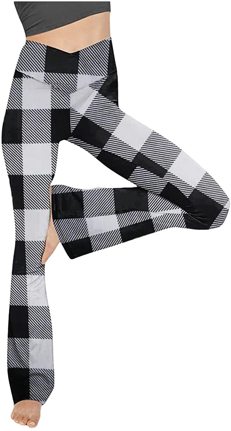 Damen Bootcut Yoga-Hose aus elastischem Material mit hohem Bund R&B