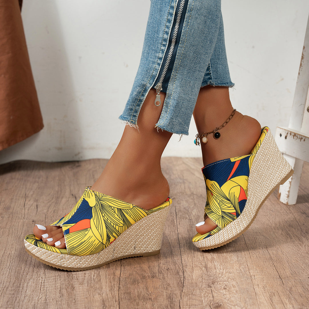Damen Plateau-Mules mit floralem Design und bequemer Sohle R&B