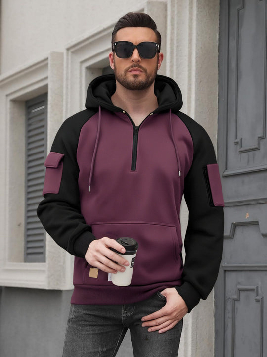 Herren Modischer Kapuzenpullover mit praktischen Reißverschluss-Details und sportlichem Schnitt R&B