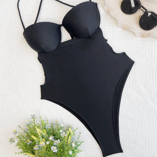 Damen Eleganter Einteiler Badeanzug mit verstellbaren Trägern R&B