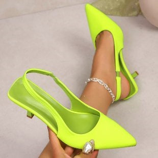 Damen Elegante Slingback-Pumps mit glänzendem Riemendesign R&B