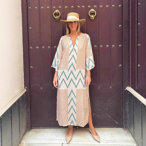 Damen Lässiges Maxikleid mit modernem Grafikdruck und seitlichen Schlitzen R&B