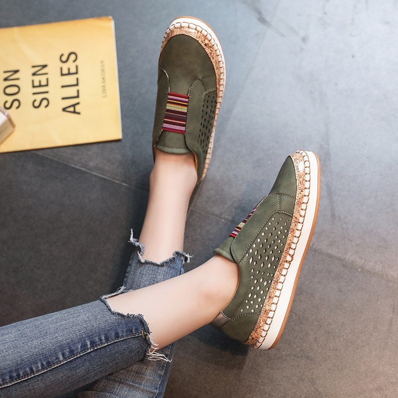 Damen modische Slip-On Sneakers mit luftiger Netzstruktur und dekorativen Streifen R&B