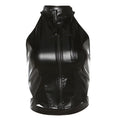 Damen Sportliches Kunstleder Oberteil mit hohem Kragen und Reißverschlüssen R&B