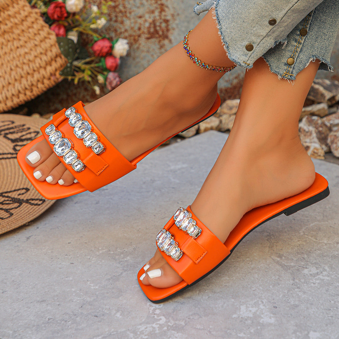 Damen Glamouröse Badesandalen mit funkelnden Strassverzierungen R&B