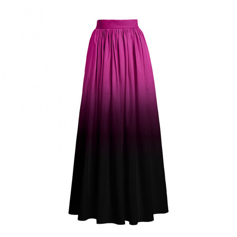 Damen Badeanzug mit elegantem Wickeldetail und langem, ombrefarbigem Rock R&B