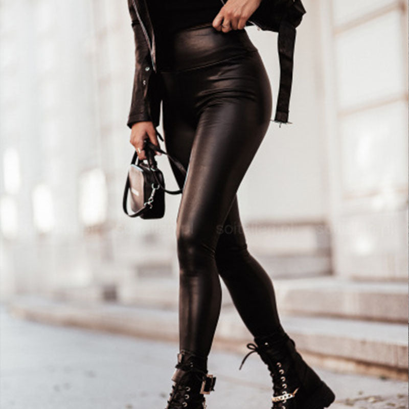 Damen Hochwertige Leggings im edlen look mit hohem Bund R&B