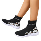 Damen modische Sockensneaker mit animalischem Muster und elastischem Obermaterial R&B
