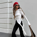 Damen Longsleeve mit asymmetrischer Raffung und figurumspielendem Design