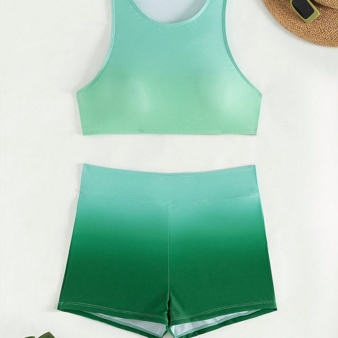 Damen Sportliches Crop-Top und Shorts-Set R&B