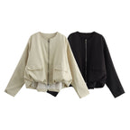 Damen lässige Jacke mit praktischen Taschen und Reißverschluss R&B