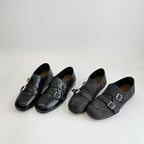 Damen modische Mokassins mit doppeltem Schnallenverschluss und stilvollem perforiertem Design R&B