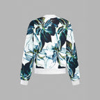 Damen Blumenmuster Bomberjacke mit elastischem Bund R&B