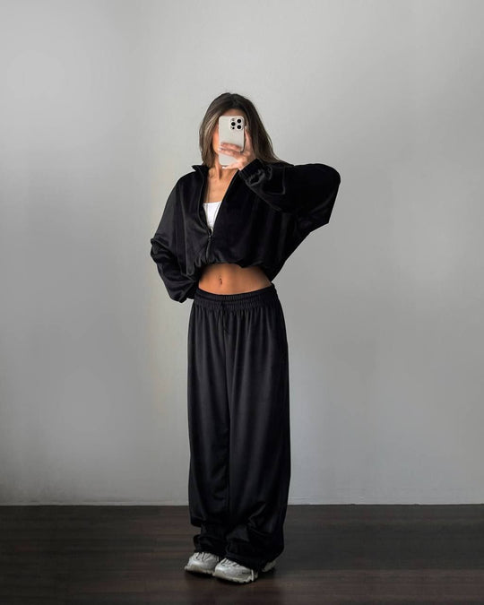 Damen sportliches Lounge-Set aus weichem Fleece mit lockerem Schnitt R&B
