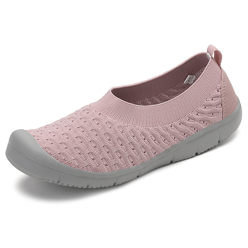 Damen nan atmungsaktiver Strick-Ballerina-Slipper mit verstärkter Zehenkappe elastischem Einstieg und flexibler Profilsohle R&B