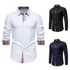 Herren elegantes Langarmhemd mit modernen Karo-Akzenten R&B