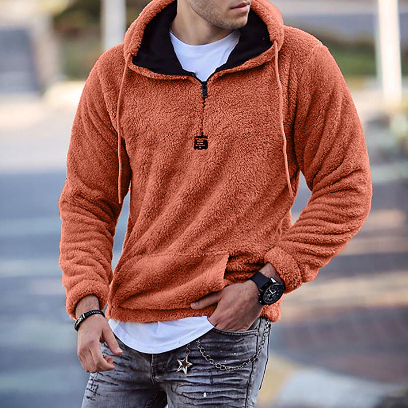 Herren Kuscheliger Hoodie mit halbem Reißverschluss im trendigen Design