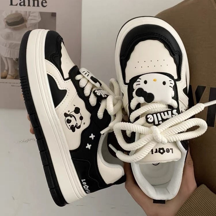 Damen Modische Sneakers mit spielerischem Panda-Design und rutschfester Sohle R&B