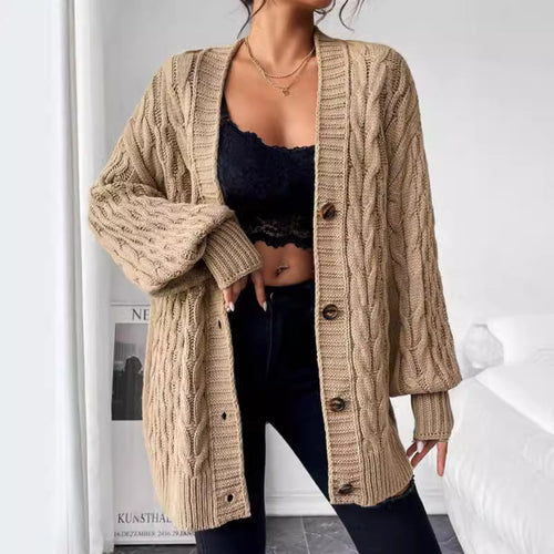 Damen Strickjacke mit hochwertiger Zopfmuster-Optik und praktischen Knopfdetails R&B