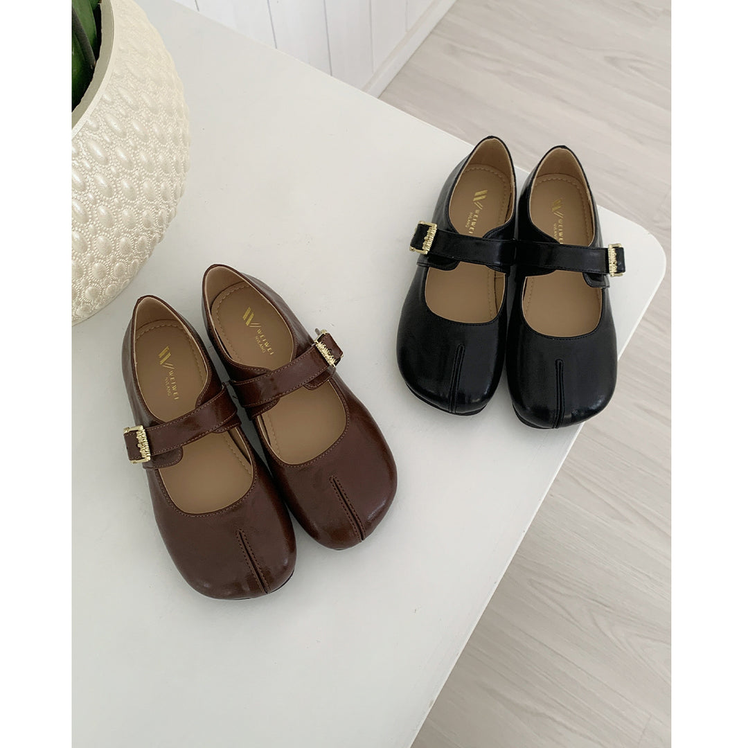 Damen Ballerinas mit elegantem Schnallenverschluss und modischem Glanz R&B