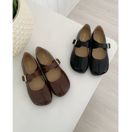 Damen Ballerinas mit elegantem Schnallenverschluss und modischem Glanz R&B