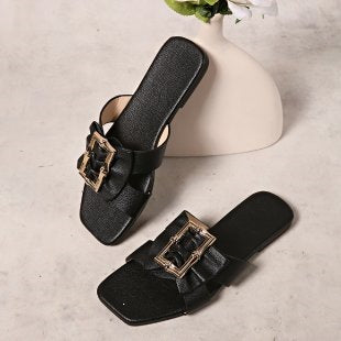 Damen modische Riemchen-Sandalen mit funkelndem Schmuckdetail R&B