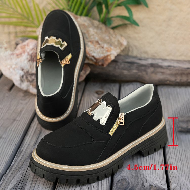 Damen Sportliche Slipper mit glänzendem Reißverschluss und rutschfester Sohle R&B