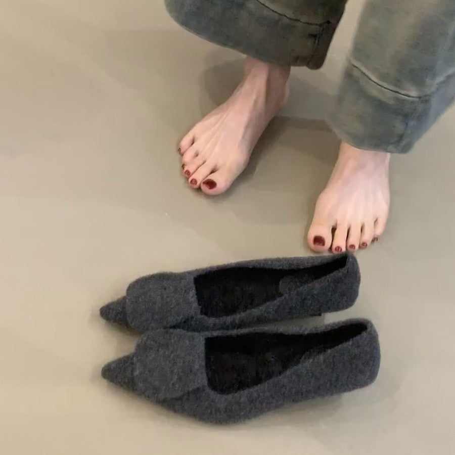 Damen Filz-Pantoletten mit spitzem Design und kuscheligem Innenfutter R&B