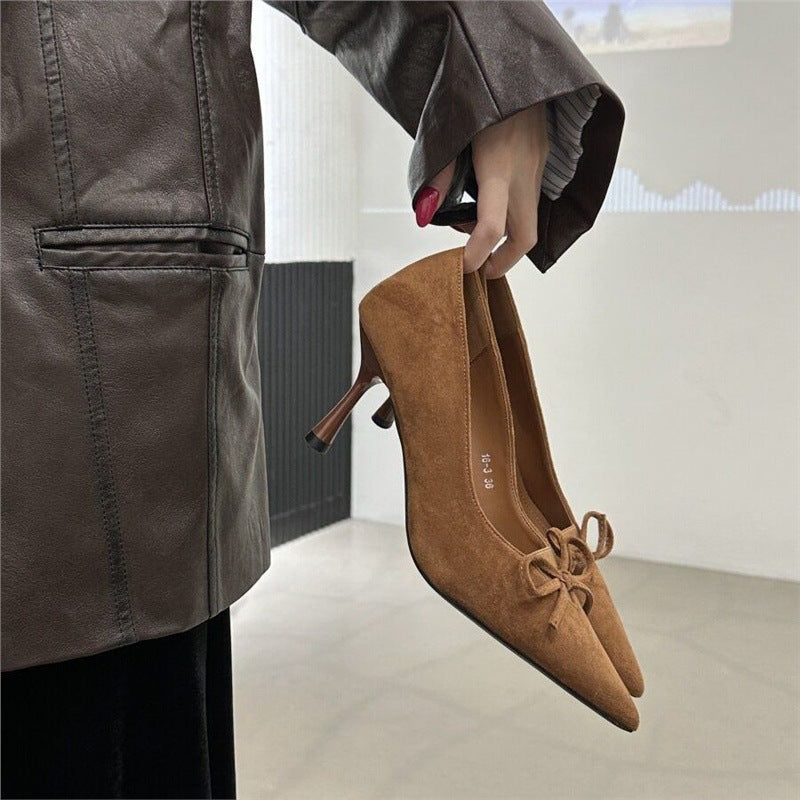 Damen spitze Pumps mit zarter Schleifenverzierung R&B