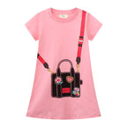 Mädchen T-Shirt Kleid mit kreativem Taschenmotiv R&B