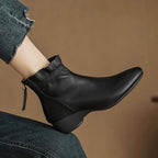 Damen Elegante Ankle Boots mit Rüschenrand und seitlichem Reißverschluss