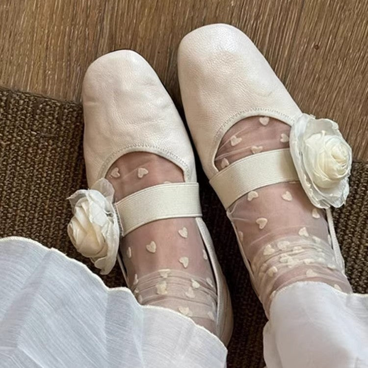 Damen Ballerinas mit floralem Dekor und elastischem Riemen