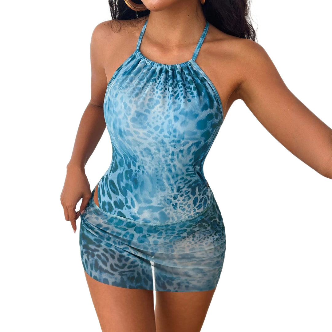 Damen Strappy Minibadeanzug mit tierischem Druck R&B