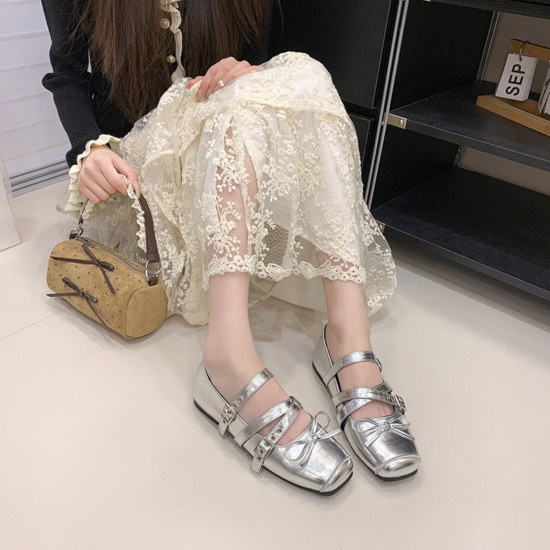Damen Ballerinas mit verstellbarem Riemen und modischem Schleifendetail R&B
