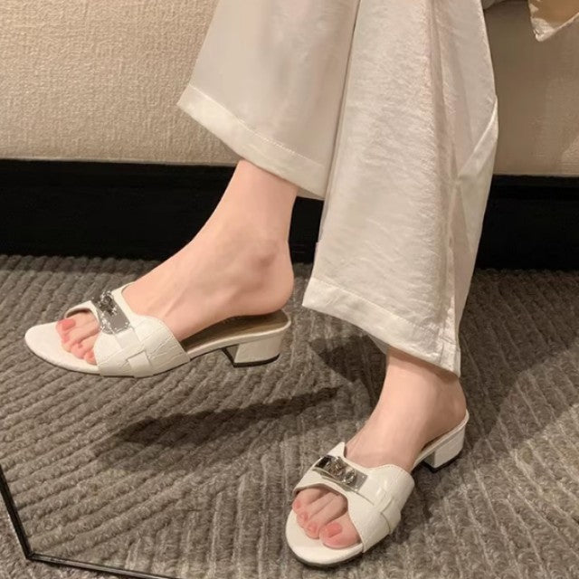 Damen Elegante Mules mit modischer Schnalle R&B