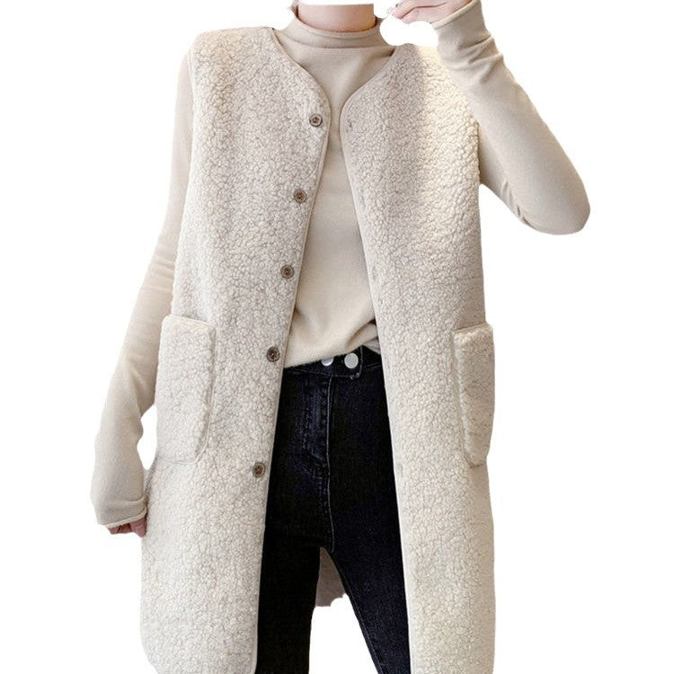 Damen Lange Fleece-Westenjacke R&B