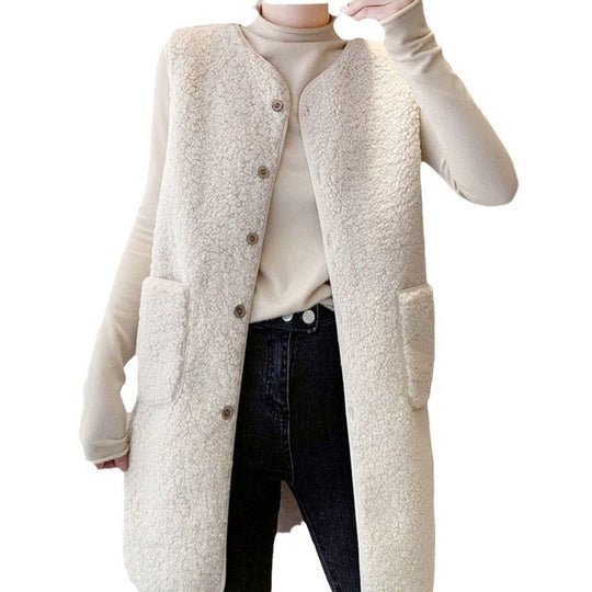Damen Lange Fleece-Westenjacke R&B