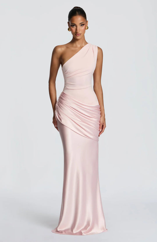 Damen Elegantes One-Shoulder Maxikleid mit raffinierten Drapierungsdetails R&B